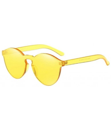 Cat Eye Fashion Women Clear Transparent Integrated UV Sunglasses Cat Eye Glasses - Yellow - CE1840RQX85 $9.74