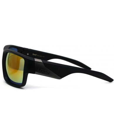 Sport Thick Plastic Rectangular Mirror Lens Gangster Sunglasses - Matte Black Orange Mirror - CX195DZWZM9 $13.27
