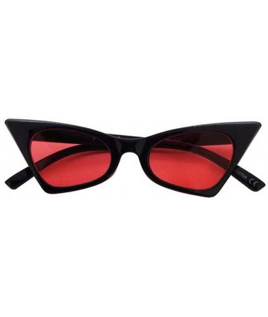 Cat Eye Retro High Tip Cat Eye Sunglasses P2455 - Black & Red - C818QGYLQWC $11.18