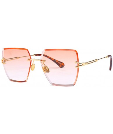 Rectangular Fashion Men women Oversized Frameless Candy color Sunglasses UV400 - Orange - CB18NO8Y9N6 $9.93