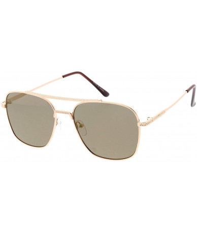 Aviator Classic Fashion Rectangular Flat Top Aviator Reflective Sunglasses A86 - Brown - CZ1929AI99U $8.48