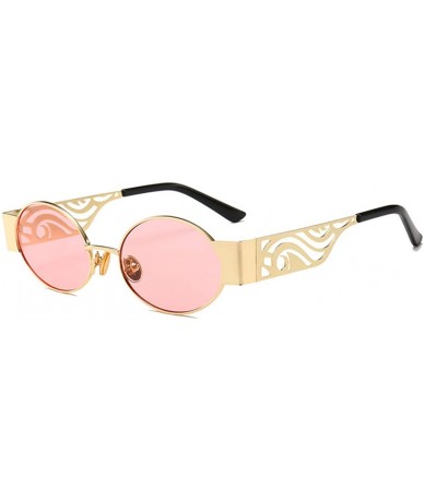 Square Men's and women's Fashion Resin lens Oval Frame Retro Sunglasses UV400 - Gold Pink - CM18N0I2H3A $8.69