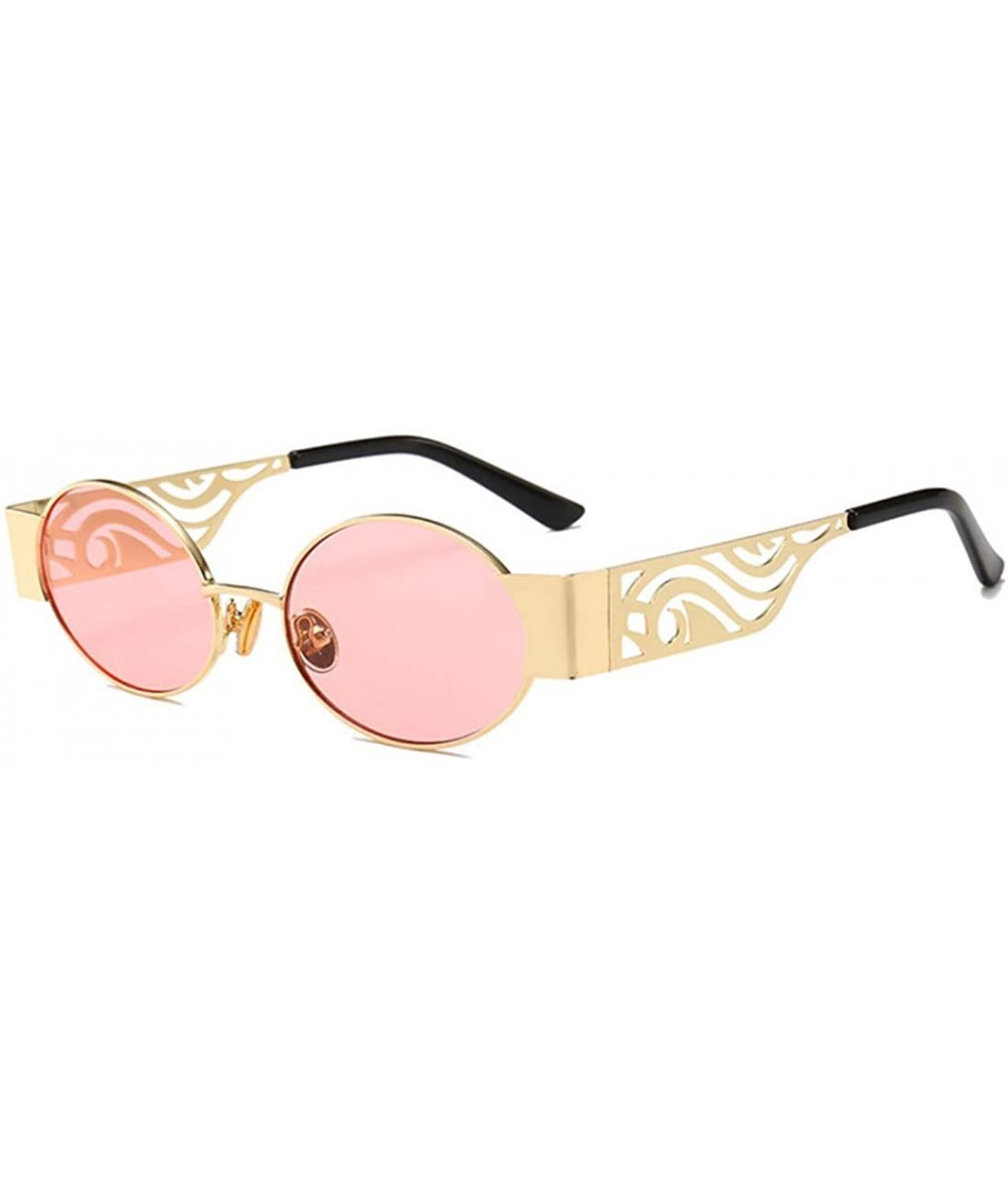 Square Men's and women's Fashion Resin lens Oval Frame Retro Sunglasses UV400 - Gold Pink - CM18N0I2H3A $8.69