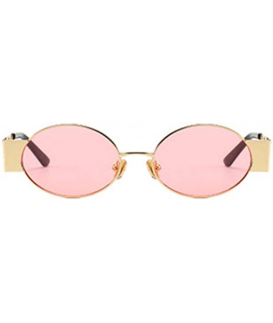 Square Men's and women's Fashion Resin lens Oval Frame Retro Sunglasses UV400 - Gold Pink - CM18N0I2H3A $8.69