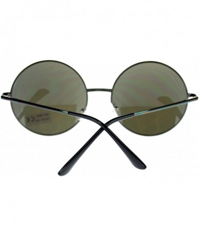 Round Retro 70s Hippie Circle Lens Round Lennon Mirrored Lens Sunglasses Gunmetal Blue - CJ11NOV75VB $7.84