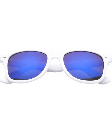 Square Retro Square Fashion Sunglasses in Black Frame Blue Lenses - White Blue Purple - CE11OJA1B65 $11.86