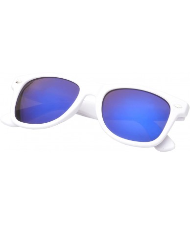 Square Retro Square Fashion Sunglasses in Black Frame Blue Lenses - White Blue Purple - CE11OJA1B65 $11.86