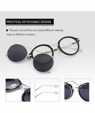 Goggle Clip on Steampunk Polarized Sunglasses Alloy Double Lens for Men and Women - Silver Frame/Grey Lens - CS18N6MLDI6 $19.16