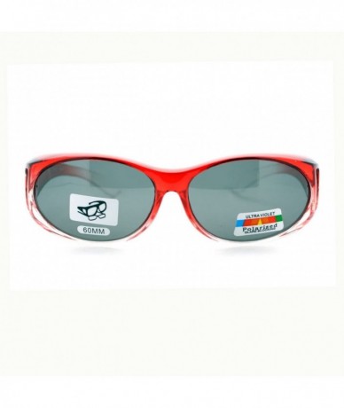 Oval Fit Over Glasses Polarized Sunglasses Oval Frame Ombre Color Black Lens - Red - CC11YDUDVA5 $14.18