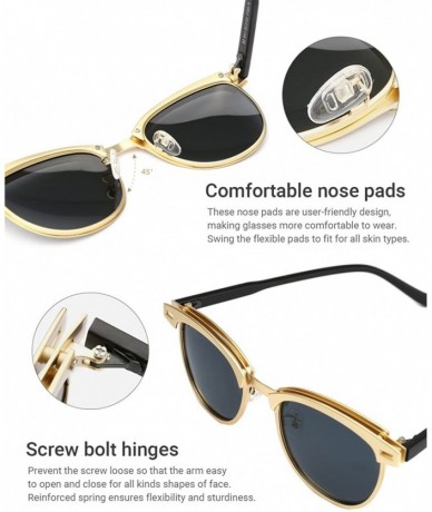 Oversized Classic Browline Polarized Semi Rimless Sunglasses for Women Men - Gold - CL18C626C6O $27.18