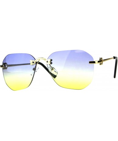 Rimless Designer Style Sunglasses Rimless Metal Square Womens Fashion Gold - 2-tone Lens - Gold - C818G02C5LO $8.89