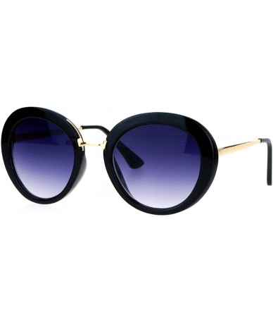 Round Womens Designer Sunglasses Round Vintage Fashion Eyewear UV 400 - Black - CM188UDC8A5 $8.07