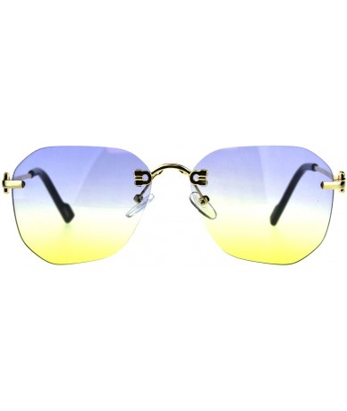 Rimless Designer Style Sunglasses Rimless Metal Square Womens Fashion Gold - 2-tone Lens - Gold - C818G02C5LO $8.89
