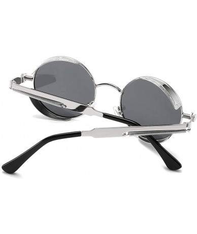 Goggle Retro Round Gothic Circle Steampunk Polarized Sunglasses Metal Alloy Polarized Sun glasses for Men Women - CA18T423E3R...