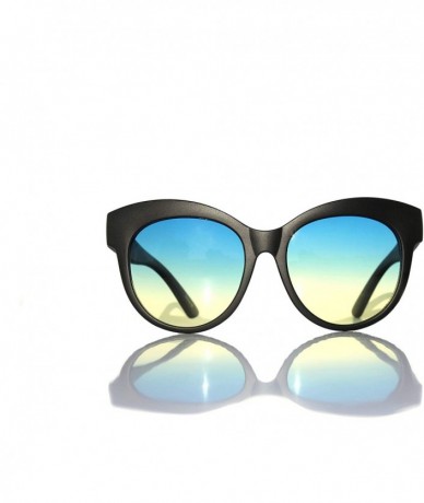 Oversized SIMPLE Cat Eye Style Oversized Fashion Sunglasses for Women with Gradient Lens - Green - CF18Z9SE86Y $21.30