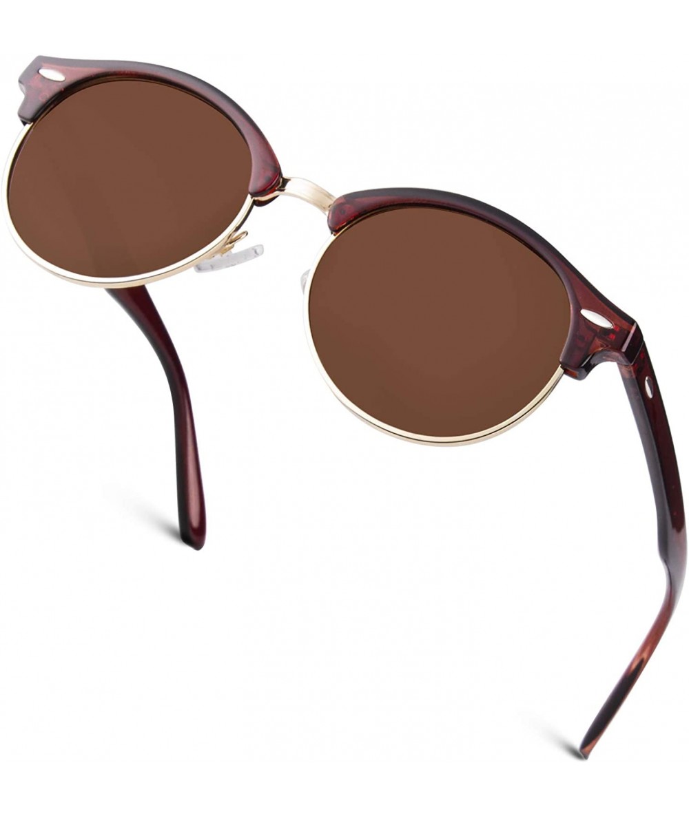Cat Eye Classic Horn Rimmed Semi Rimless Polarized Sunglasses for Men Women GQO6 - 2 Brown-brown - CL187ALW4K5 $11.71