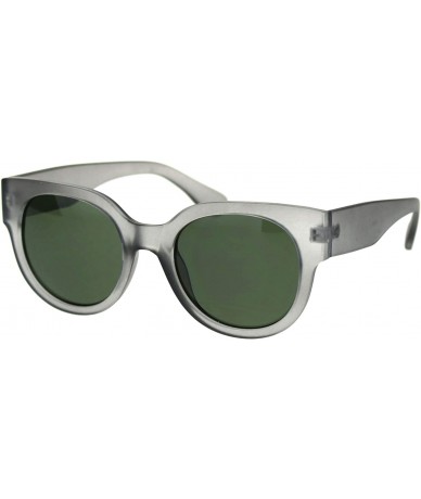 Round Womens Round Horn Rim Sunglasses Trendy Retro Fashion Shades UV 400 - Grey (Green) - CR18ZWNU2EU $9.60