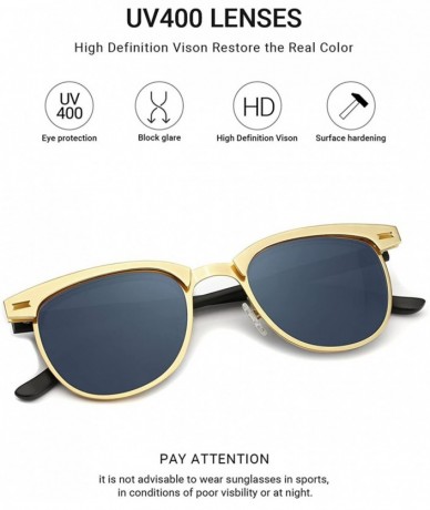 Oversized Classic Browline Polarized Semi Rimless Sunglasses for Women Men - Gold - CL18C626C6O $27.18