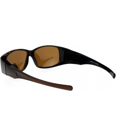 Oval Womens Fit Over Glasses Polarized Lens Sunglasses Oval Rectangular - Brown - CE1873ESINK $16.96