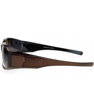Oval Womens Fit Over Glasses Polarized Lens Sunglasses Oval Rectangular - Brown - CE1873ESINK $16.96