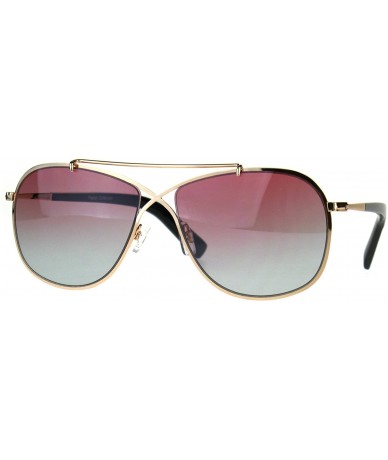Square Designer Style Sunglasses Womens Square Cross Bridge Fashion Shades - Gold Black (Pink Blue) - CC189U4SI83 $23.66