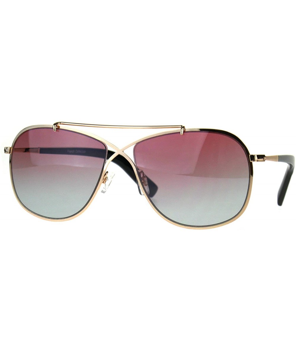Square Designer Style Sunglasses Womens Square Cross Bridge Fashion Shades - Gold Black (Pink Blue) - CC189U4SI83 $13.44