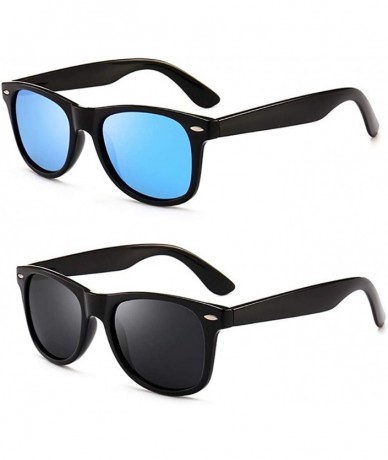 Oversized Polarized Sunglasses for Men Women Fashion Classic Mirror Lens UV Blocking Sun Glasses - Bright Black+bright Blue -...