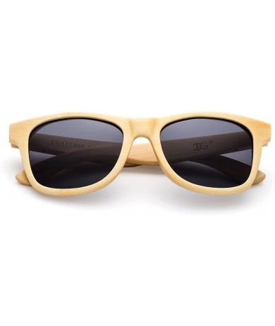 Wayfarer Genuine Handmade Bamboo Sunglasses Anti-Glare Polarized Wooden Spring Hinges with Bamboo box - Light Bamboo Smoke - ...