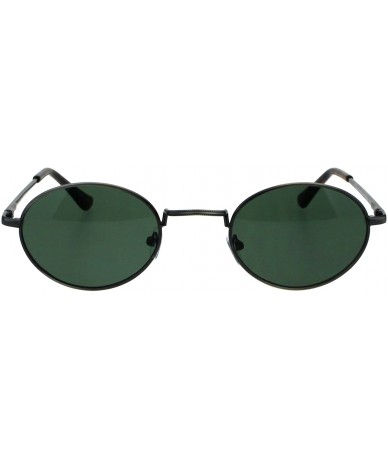 Oval Mens Oval Round Metal Rim 90s Narrow Pimp Sunglasses - Gunmetal Green - CF18EKYYQOE $24.63