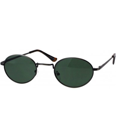 Oval Mens Oval Round Metal Rim 90s Narrow Pimp Sunglasses - Gunmetal Green - CF18EKYYQOE $10.88
