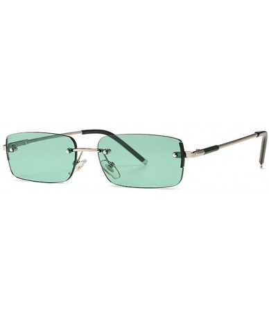 Square 2020 retro square frameless sunglasses trend narrow small ladies designer rectangular sunglasses 88214 - Green - C0190...