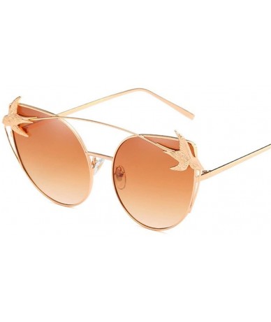 Butterfly Men Women Sunglasses Metal Polarized Cat Eye Swallow Glasses Eyewear - Orange - C218D80QSYN $18.25