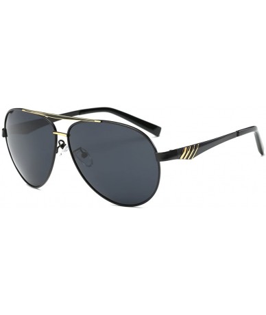 Aviator Men Sunglasses HD Lens Metal Frame Polarized Sunglasses 100% UV400 Protection - Gold Flame & Black Lens - CI186NCG4LQ...
