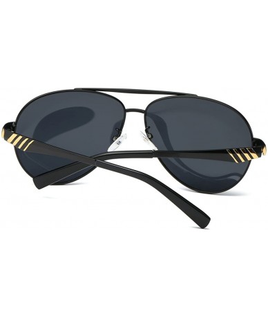 Aviator Men Sunglasses HD Lens Metal Frame Polarized Sunglasses 100% UV400 Protection - Gold Flame & Black Lens - CI186NCG4LQ...