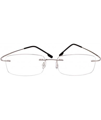 Square Memory Titanium Frameless Lightweight Reading Glasses Hingeless Flexibled Frames for Mens Womens - Silver - CZ18QRLMSY...