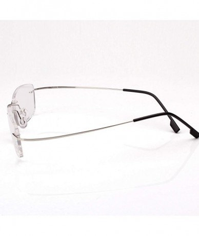 Square Memory Titanium Frameless Lightweight Reading Glasses Hingeless Flexibled Frames for Mens Womens - Silver - CZ18QRLMSY...