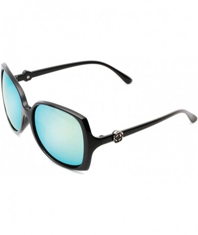 Sport Retro Rose Flower on the Frame Sunglasses for Women PC Resin UV 400 Protection Sunglasses - Black Gold - CY18SZT9CHL $1...