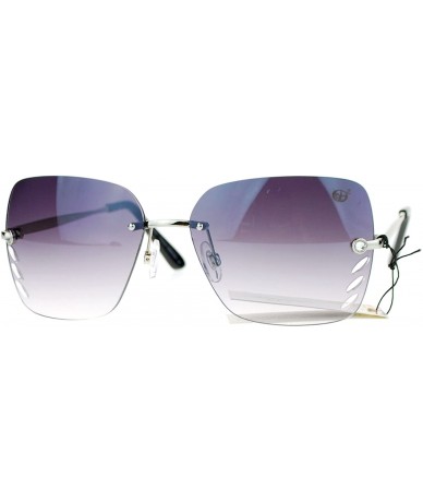Square Womens Rimless Square Sunglasses Chic Designer Fashion Shades - Silver (Smoke) - CY18C57W622 $22.87