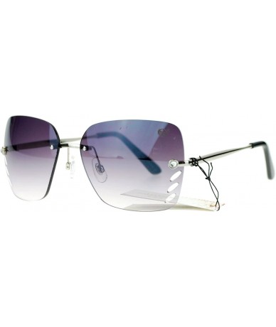 Square Womens Rimless Square Sunglasses Chic Designer Fashion Shades - Silver (Smoke) - CY18C57W622 $11.03