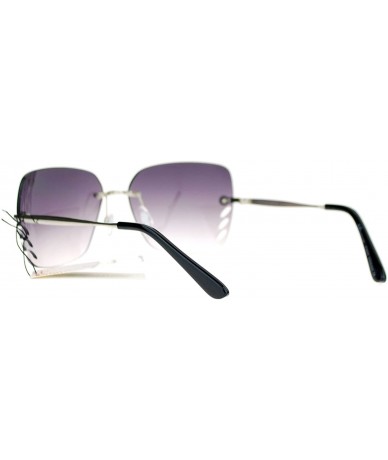 Square Womens Rimless Square Sunglasses Chic Designer Fashion Shades - Silver (Smoke) - CY18C57W622 $11.03