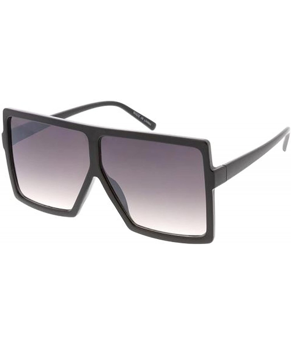 Shield Heritage Modern"Tucker" Simple Flat Top Square Frame Sunglasses - Black - CE18GYS6X95 $10.38