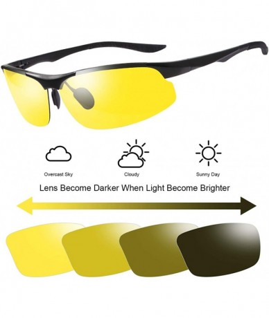 Sport Men's Photochromic Polarized Sunglasses Day and Night Driving Sports Glasses - 8003 Yellow - CF192DUHSM9 $29.90