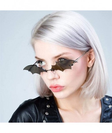 Rimless Bat Sunglasses for Women/Men Rimless Metal frame Sun Glasses Shades UV400 - C3 Gold Red - C41908EGW6K $14.75