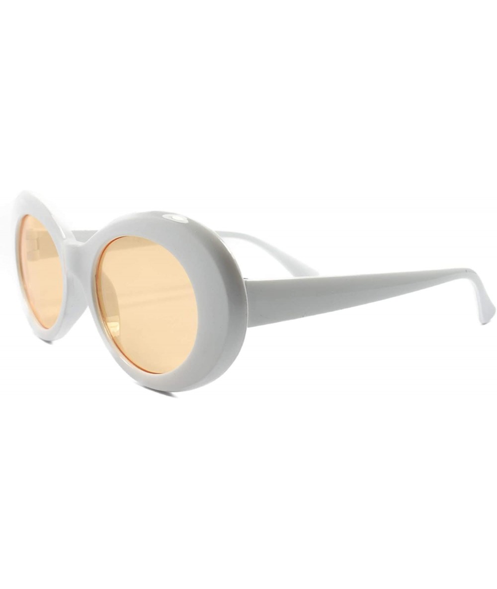 Oval NIRVANA Kurt Cobain Inspired Mens Womens Oval Sunglasses Frame Lens - White & Orange - CV18SZ5ONRU $11.01