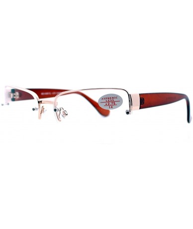 Rectangular Clear Lens Glasses With Bifocal Reading Lens Half Rim Rectangular - Gold Brown - CF12D49416J $11.18