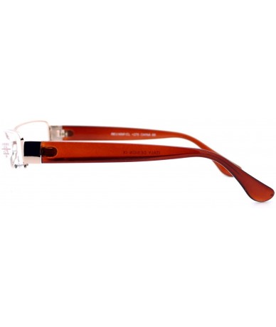 Rectangular Clear Lens Glasses With Bifocal Reading Lens Half Rim Rectangular - Gold Brown - CF12D49416J $11.18