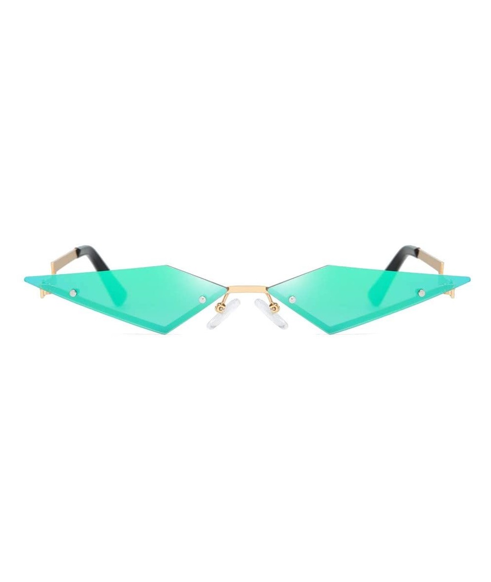 Cat Eye Fashion Irregular Design Sunglasses Vintage - Green - C1196IEW572 $13.40