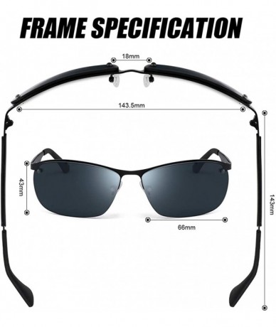Rectangular Polarized Sunglasses for Men Driving glasses Rectangular half frame Vintage Sun Glasses For Men/Women - C518RMD34...