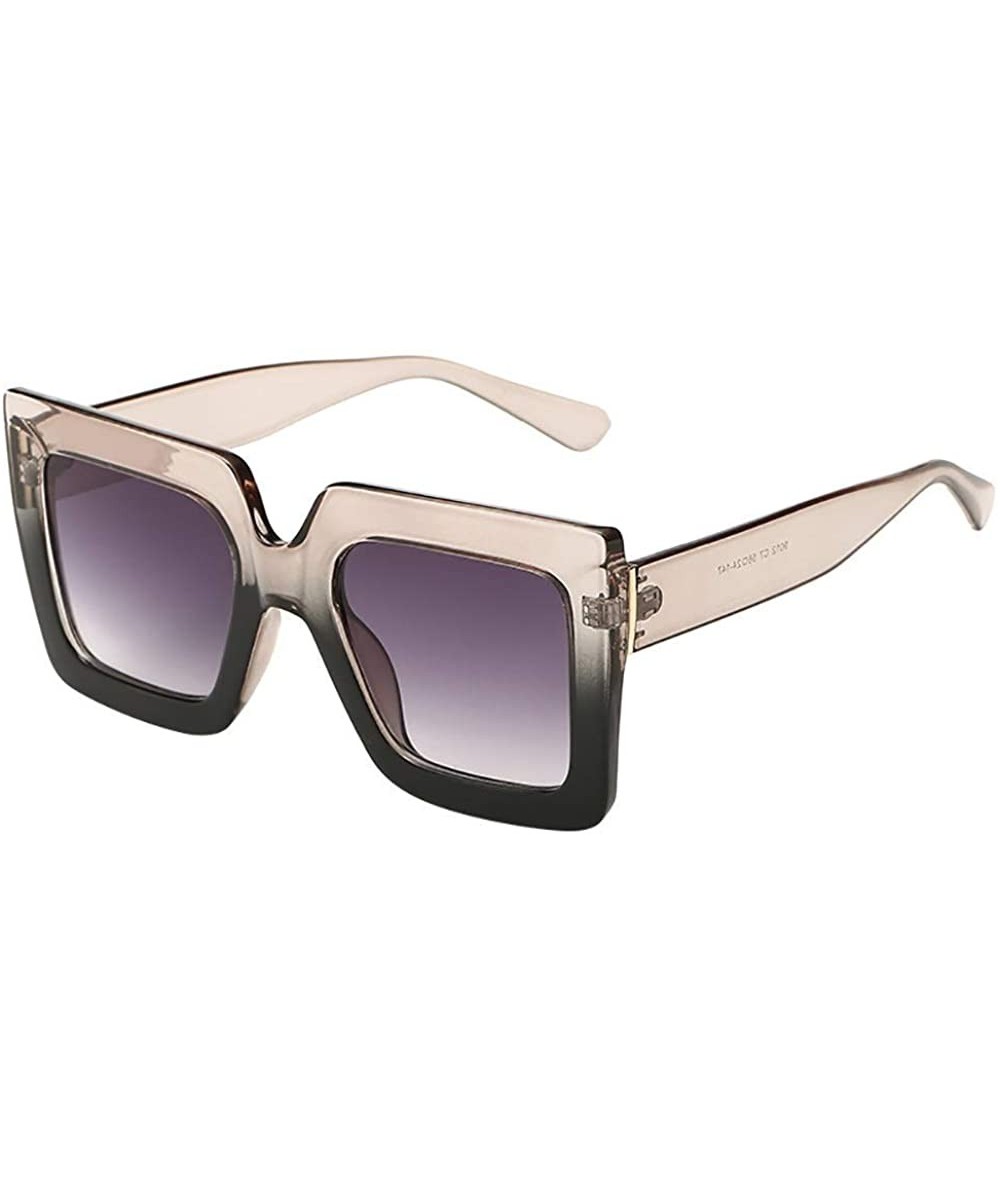Square Women Man Square Big Frame Sunglasses Eyewear Retro Unisex Fashion Sunglasses - C - CK18SX3S2NQ $8.10