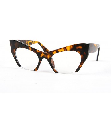Semi-rimless Semi-Rimless Style Cat Eye Frame Clear Lens Glasses P4021CL - Black - CB12L1JSK57 $11.08